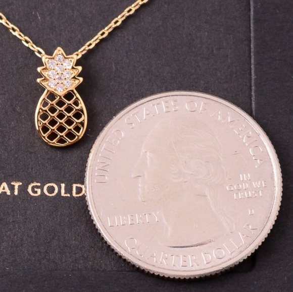 Dainty necklace pineapple 14 karat gold dipped - Picture 2 of 2